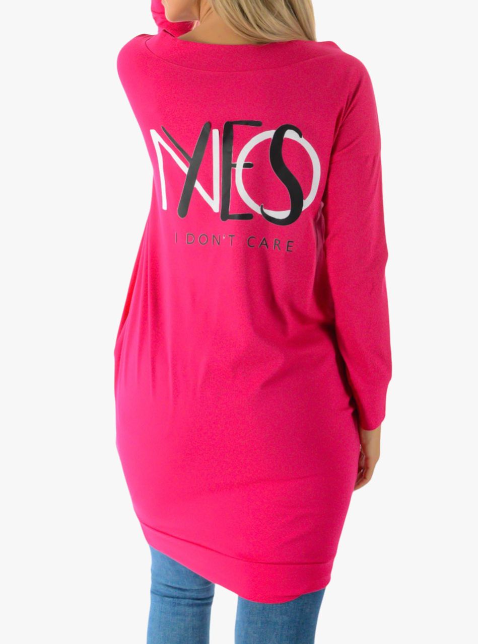 YES-NO feliratos, V kivágású tunika (pink)