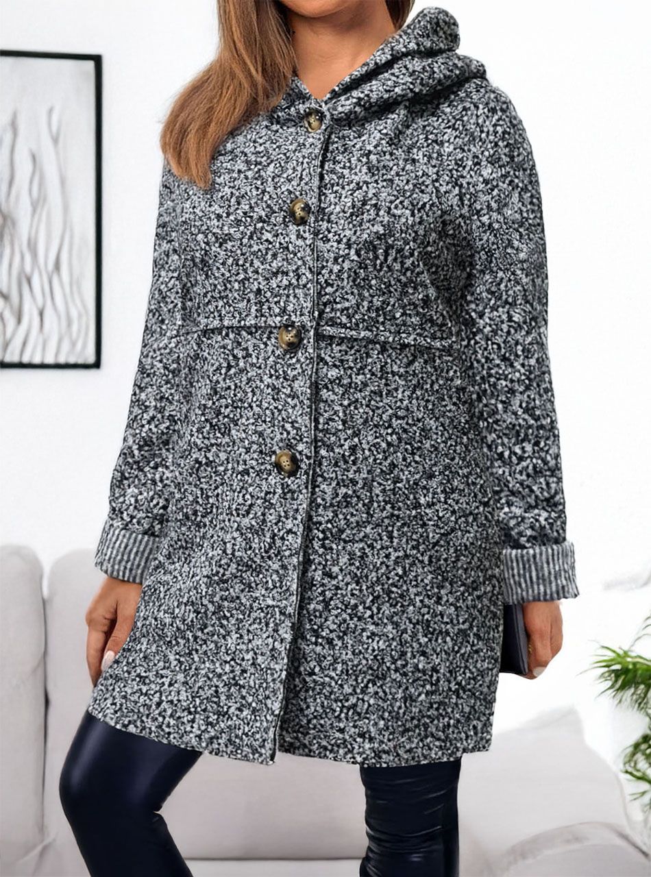 Kapucnis , gombos, zsebes kabát (szürke) 