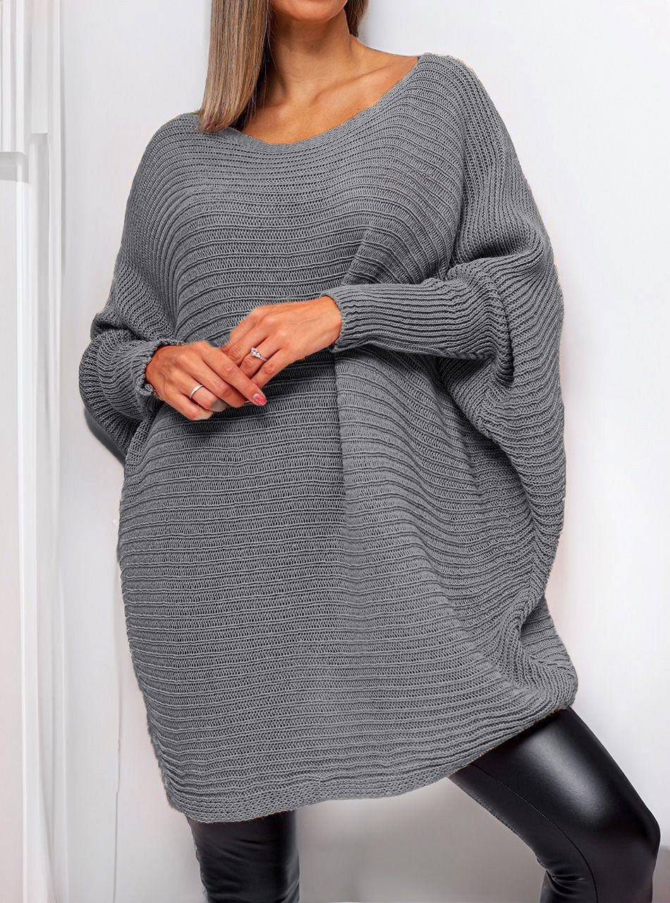 Bonnie kötött laza denevér felső (grafitszürke)