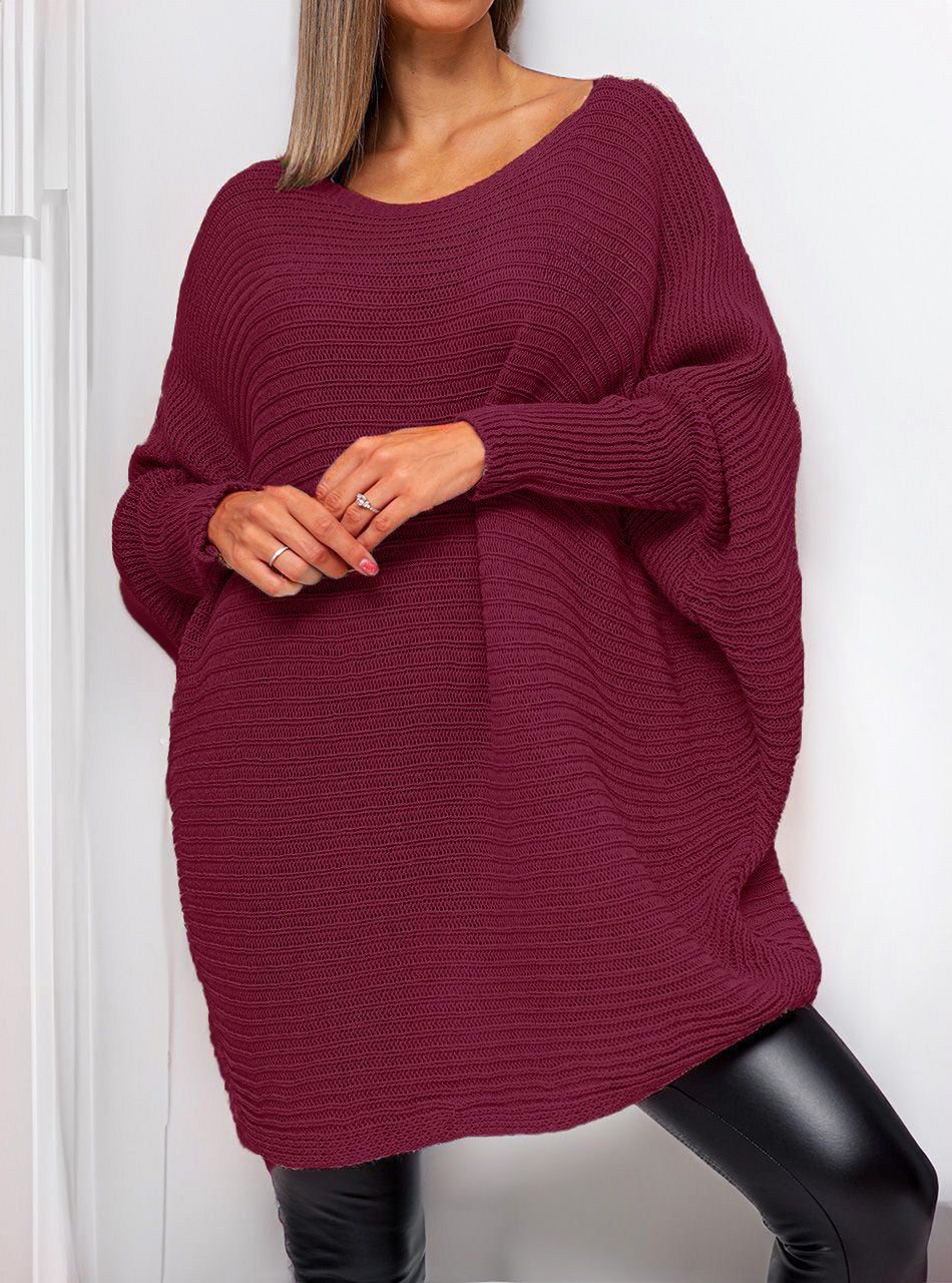 Bonnie kötött laza denevér felső (bordó)