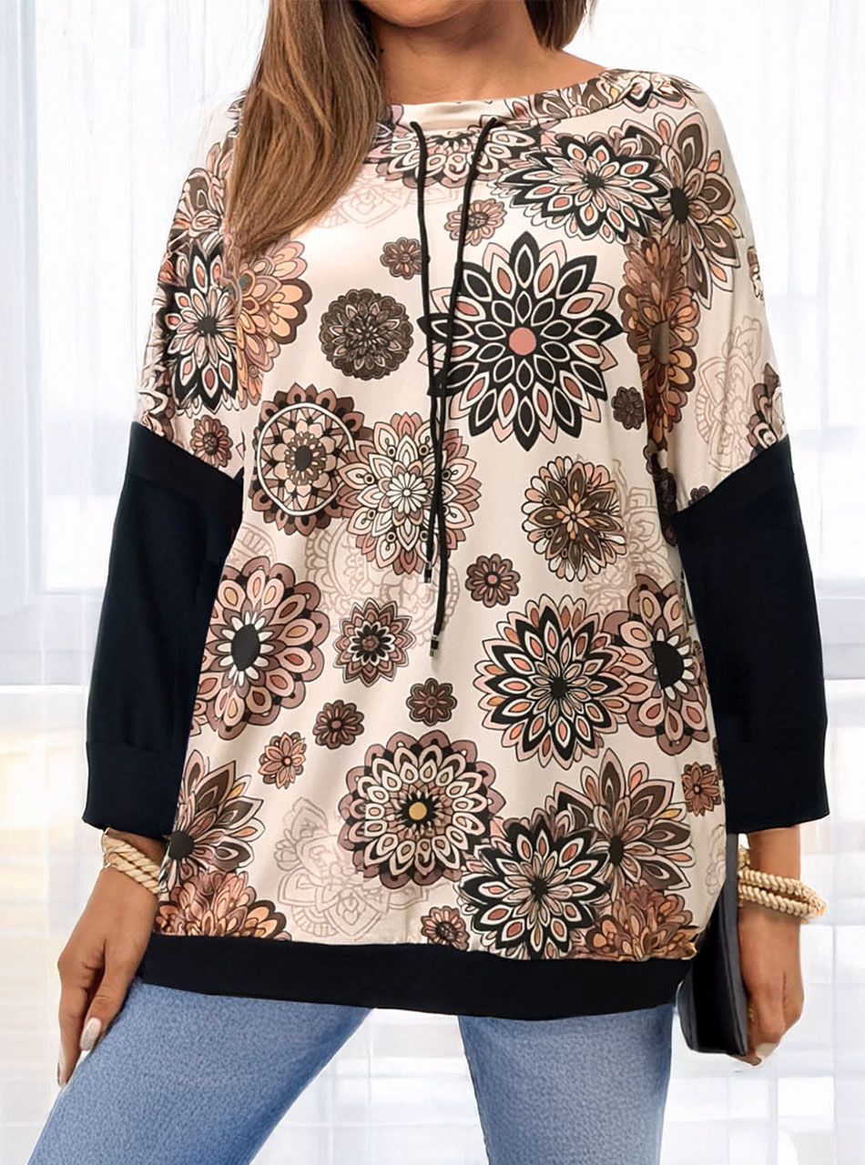 Nyaknál húzható, mintás zsebes felső I.