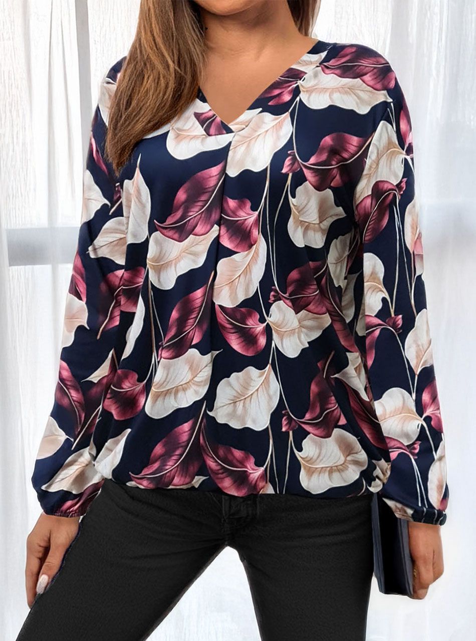 Alján ,ujján gumírozott, V kivágású mintás felső VI.