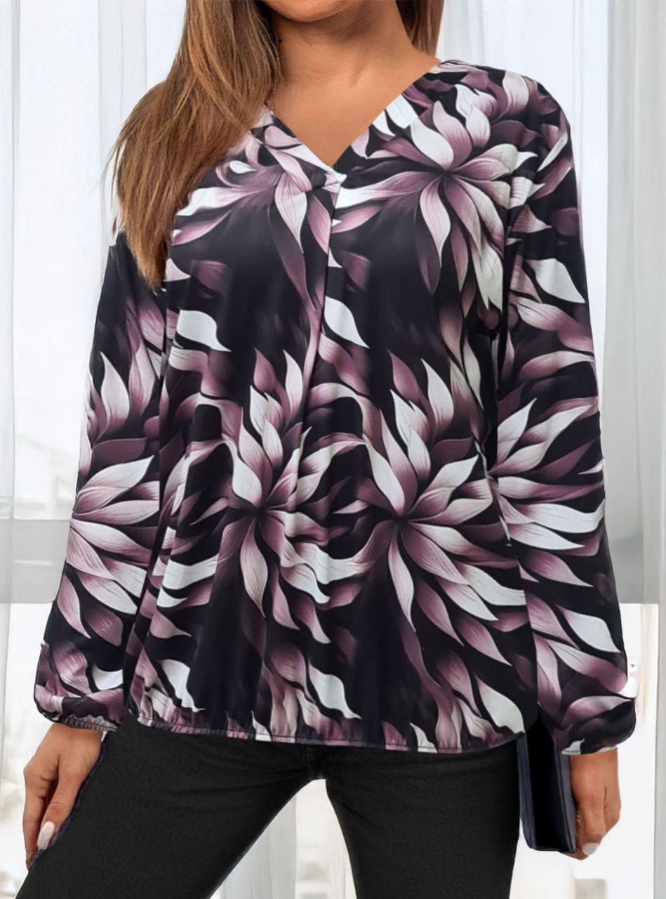 Alján ,ujján gumírozott, V kivágású mintás felső II.