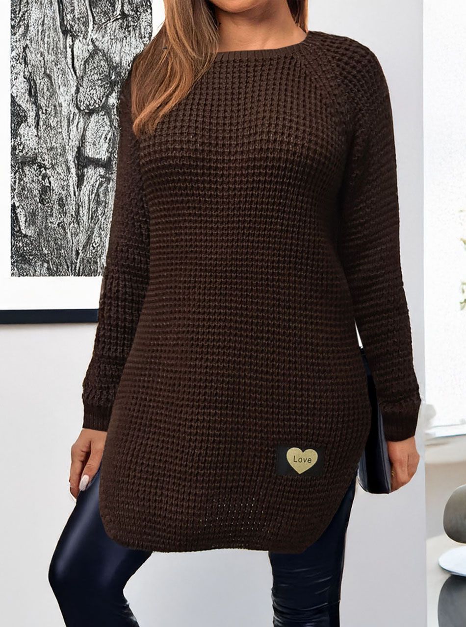 Amy, kétoldalt felvágott kötött tunika (csokibarna)