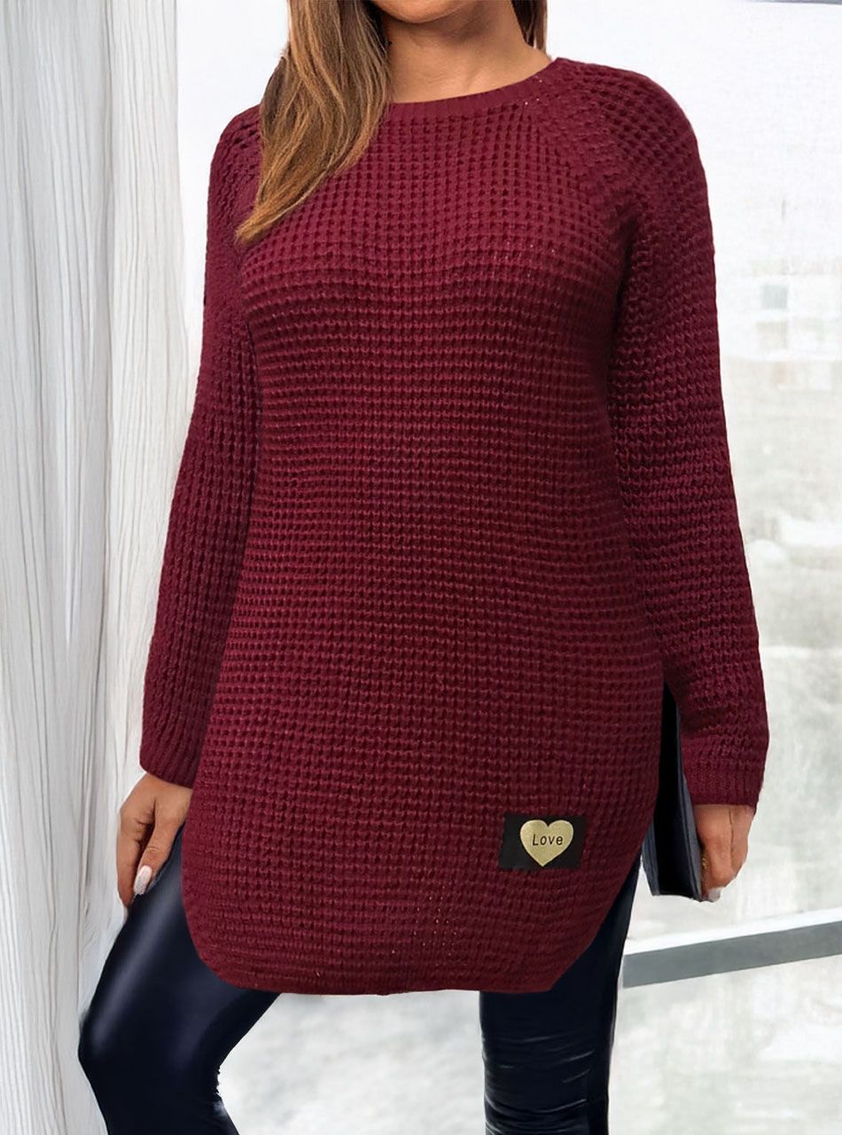 Amy, kétoldalt felvágott kötött tunika (bordó)