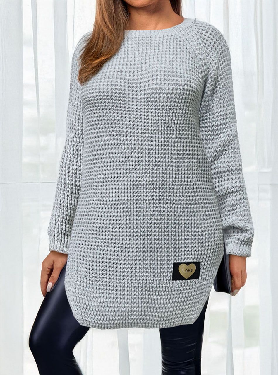 Amy, kétoldalt felvágott kötött tunika (szürke)