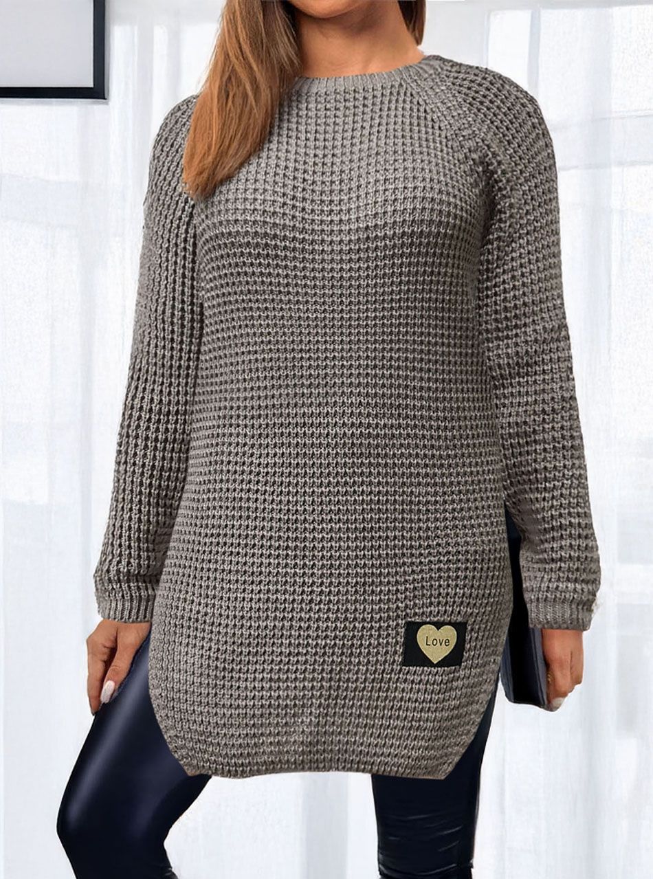 Amy, kétoldalt felvágott kötött tunika (tejeskávé)