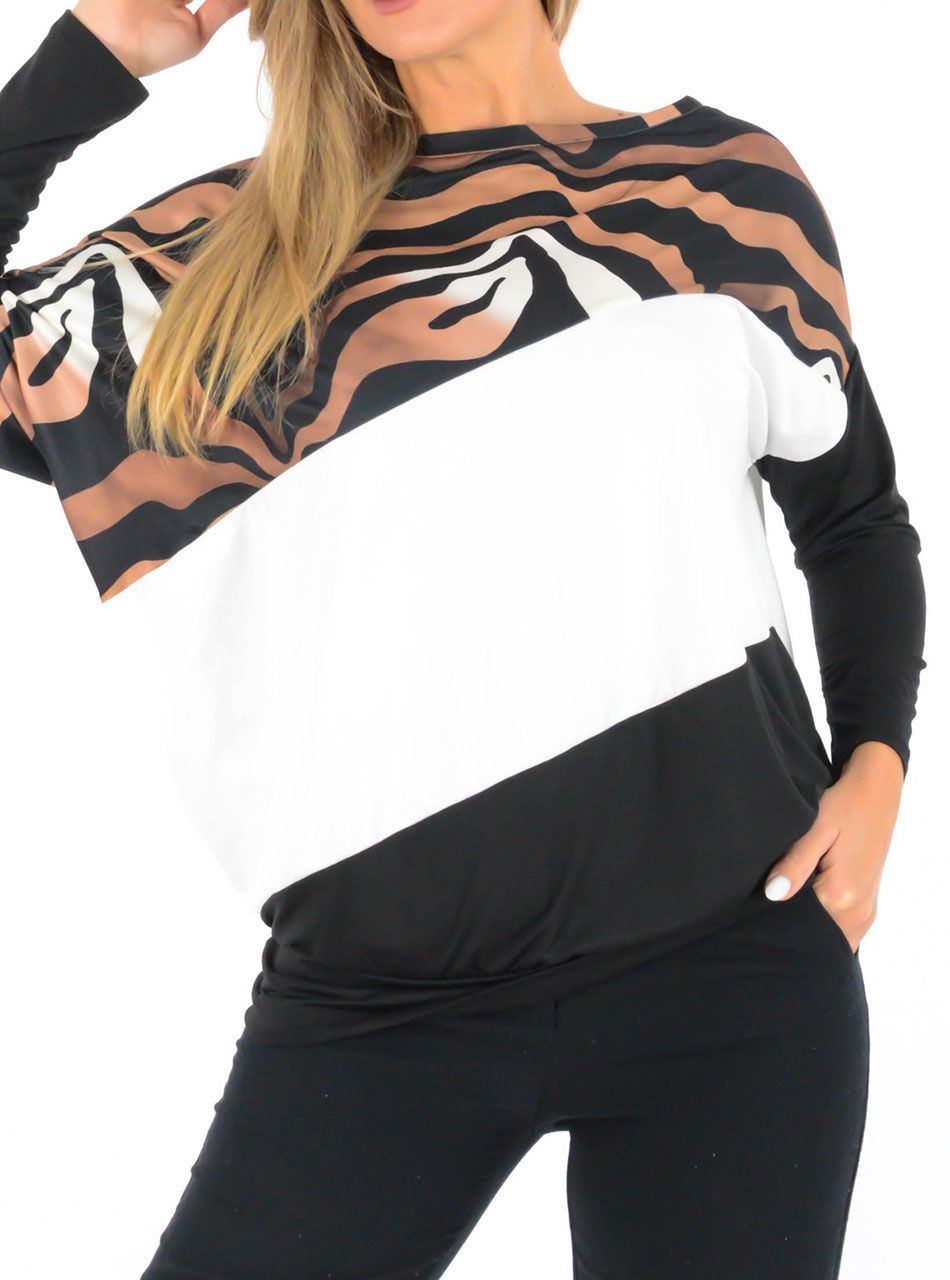 Passzés aljú, aszimmetrikus, mintás felső I.