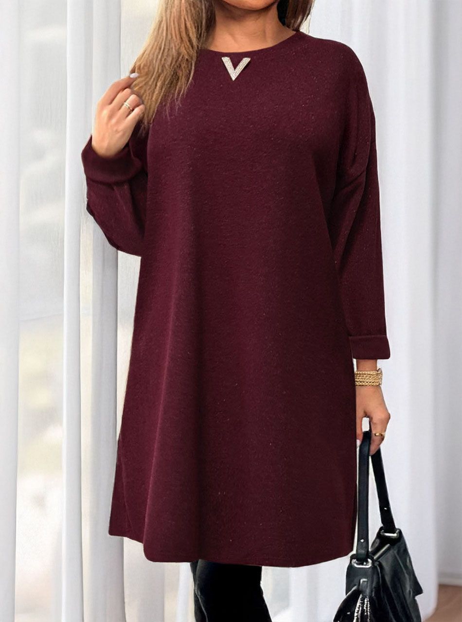 Csillámos brossdíszes tunika (bordó)