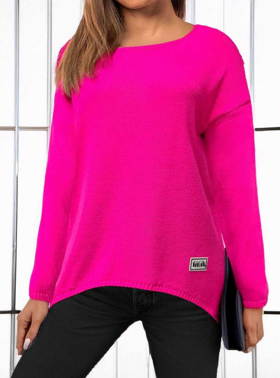 Ívelt aljú,  kötött felső (neonpink)
