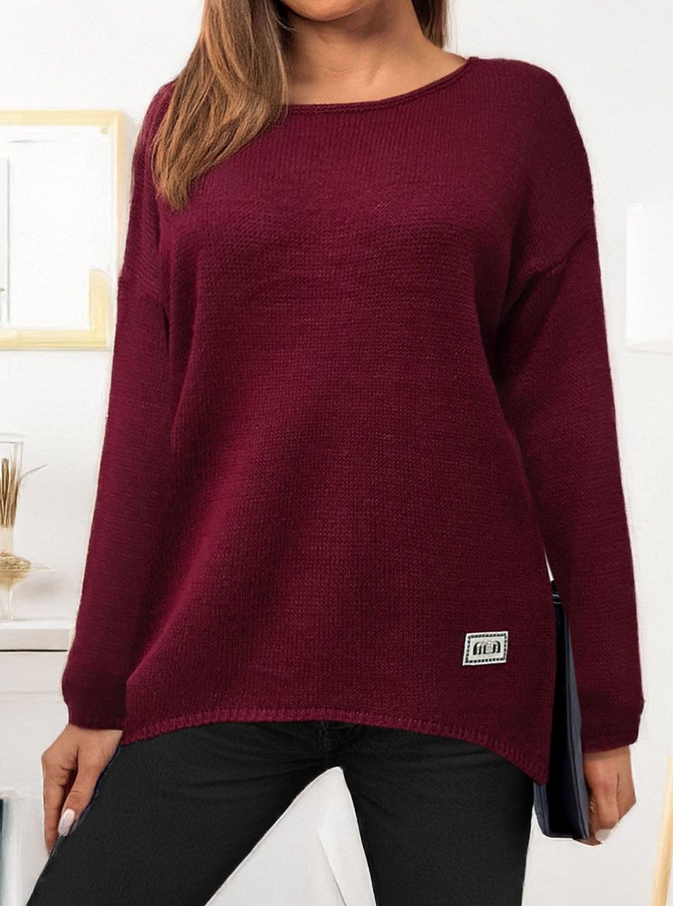 Ívelt aljú, kötött felső (bordó)