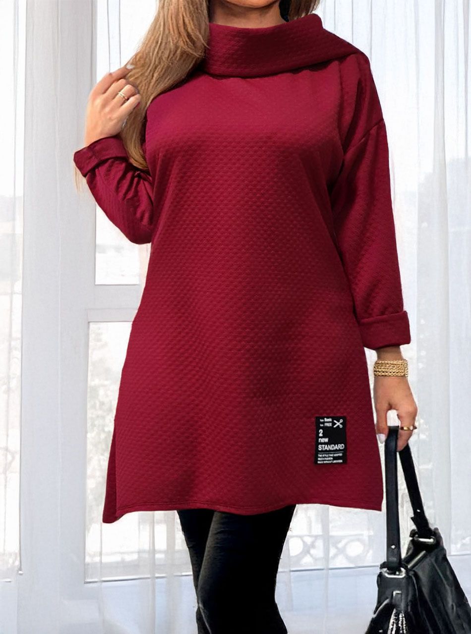 Kámzsás nyakú, anyagában mintás tunika (bordó)