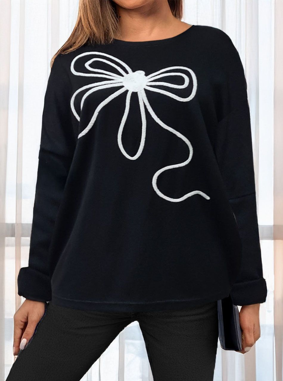 Virágmintás, puha felső (fekete)