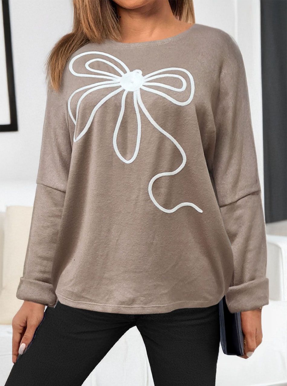 Virágmintás, puha felső (tejeskávé)