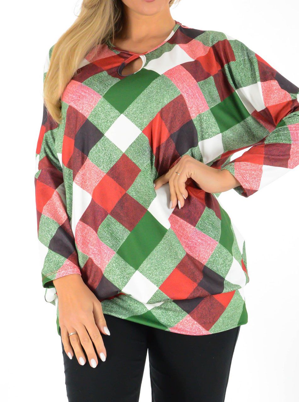 Csepp kivágású, passzés aljú mintás felső IV. 