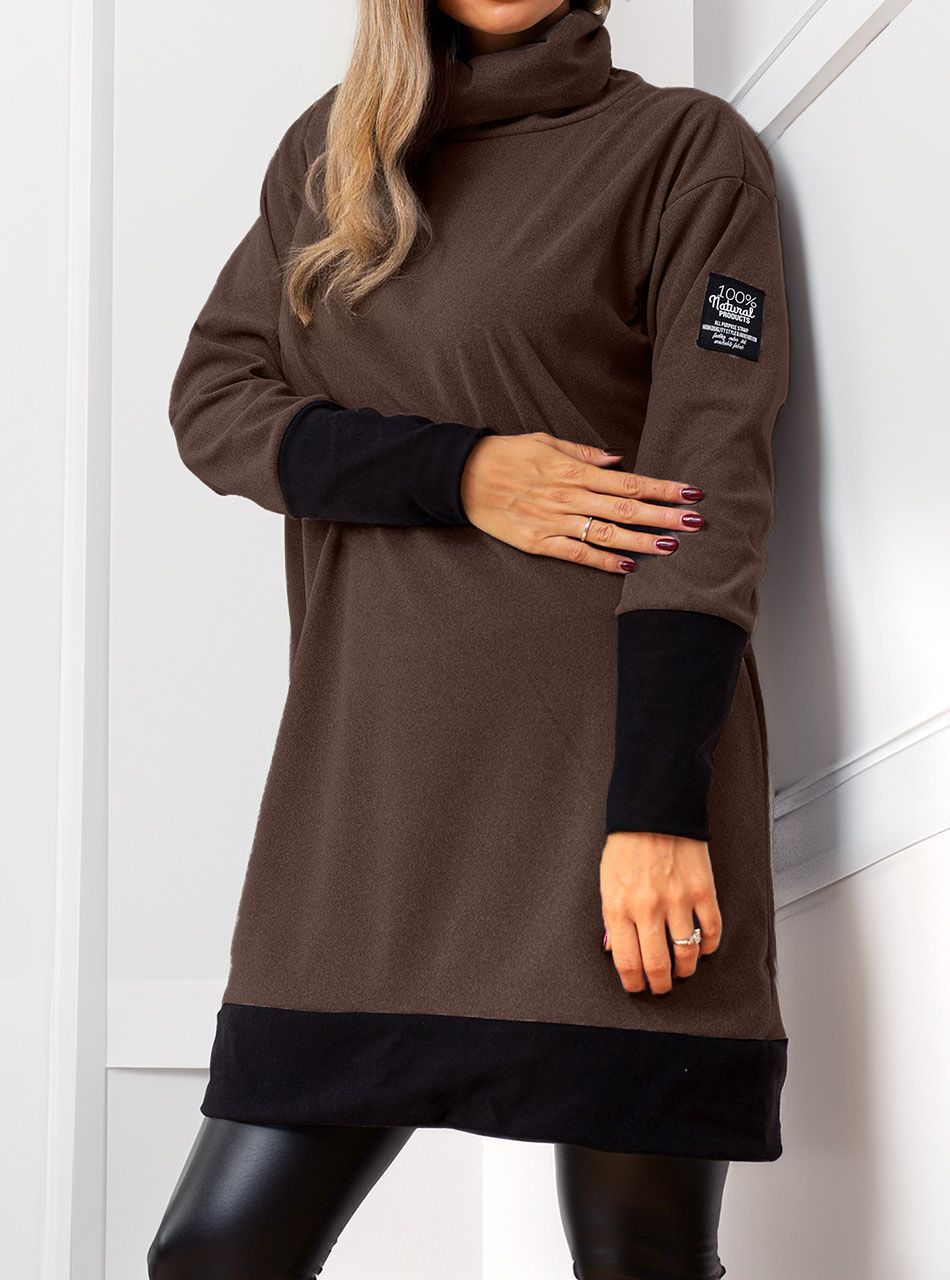 Ariel, emelt nyakú tunika (csokibarna)