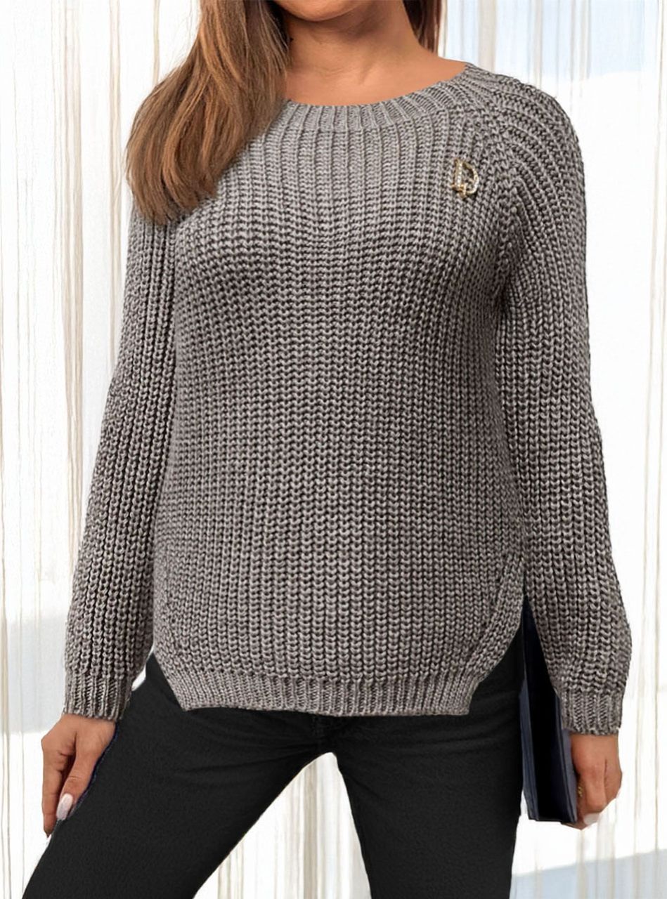 Kétoldalt felvágott, kötött felső (tejeskávé)