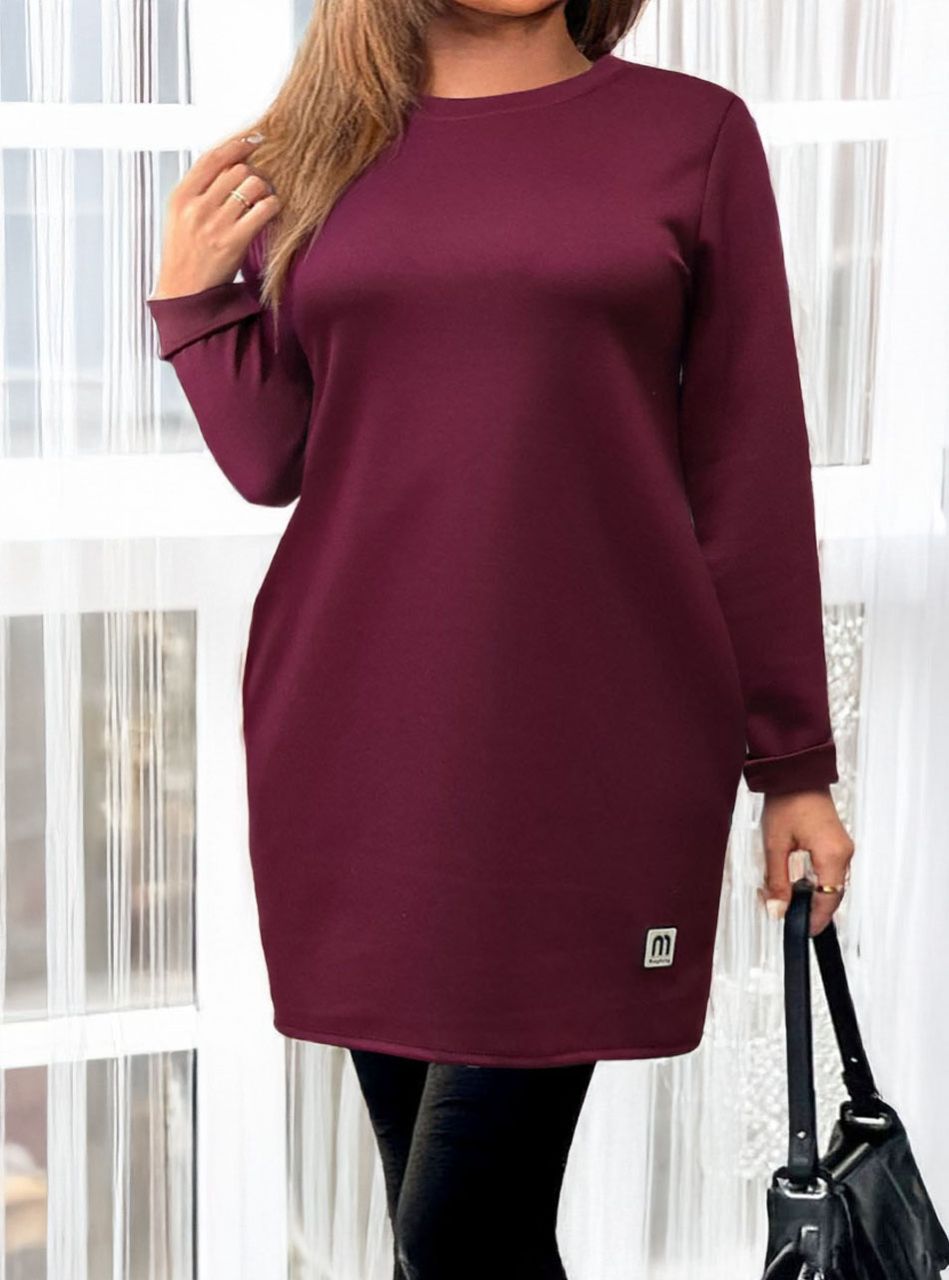 Molly, egyszínű zsebes ruha (bordó)
