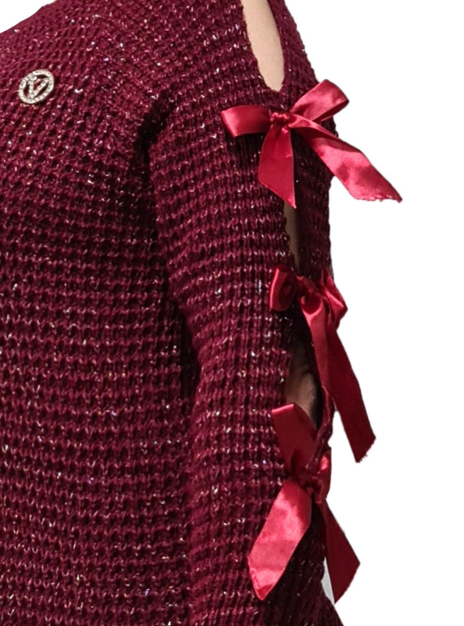 Masnis, csillámos kötött tunika (bordó)