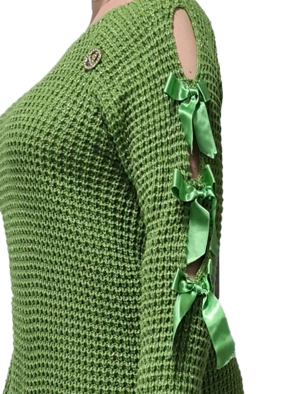 Masnis, csillámos kötött tunika (mohazöld)