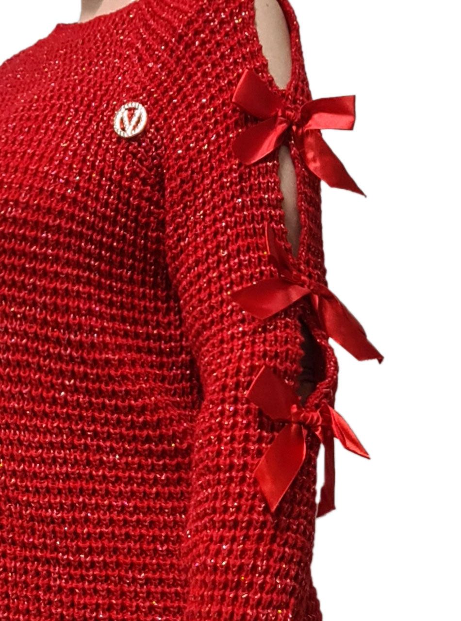 Masnis, csillámos kötött tunika (piros)