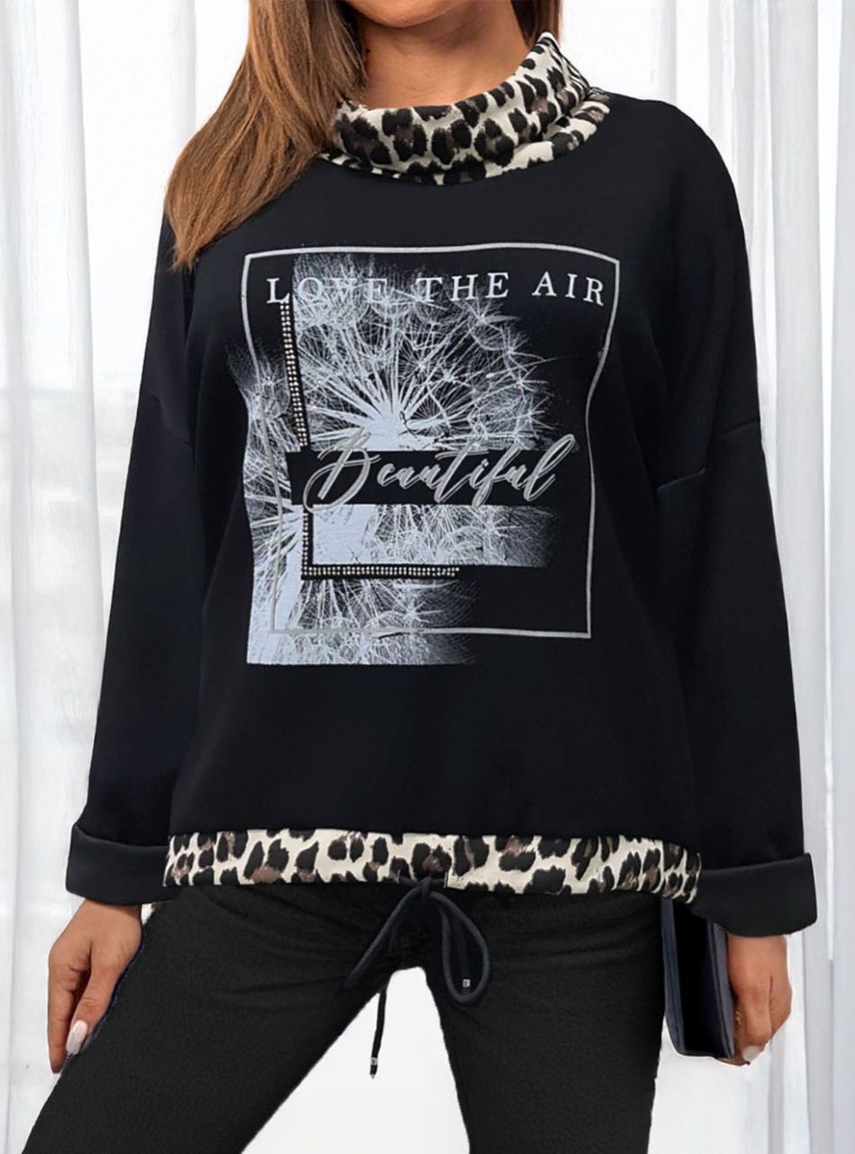 Beautiful feliratos, mintás felső (fekete)