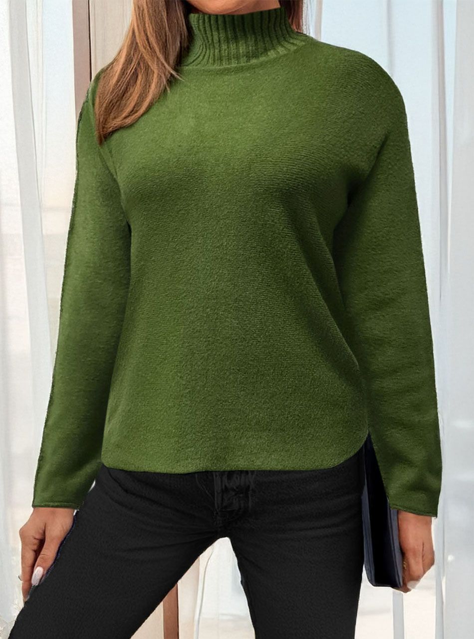 Emelt nyakú, puha felső (mohazöld)