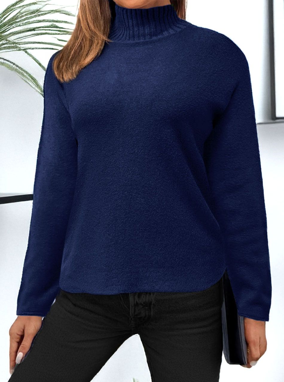 Emelt nyakú, puha felső (sötétkék)