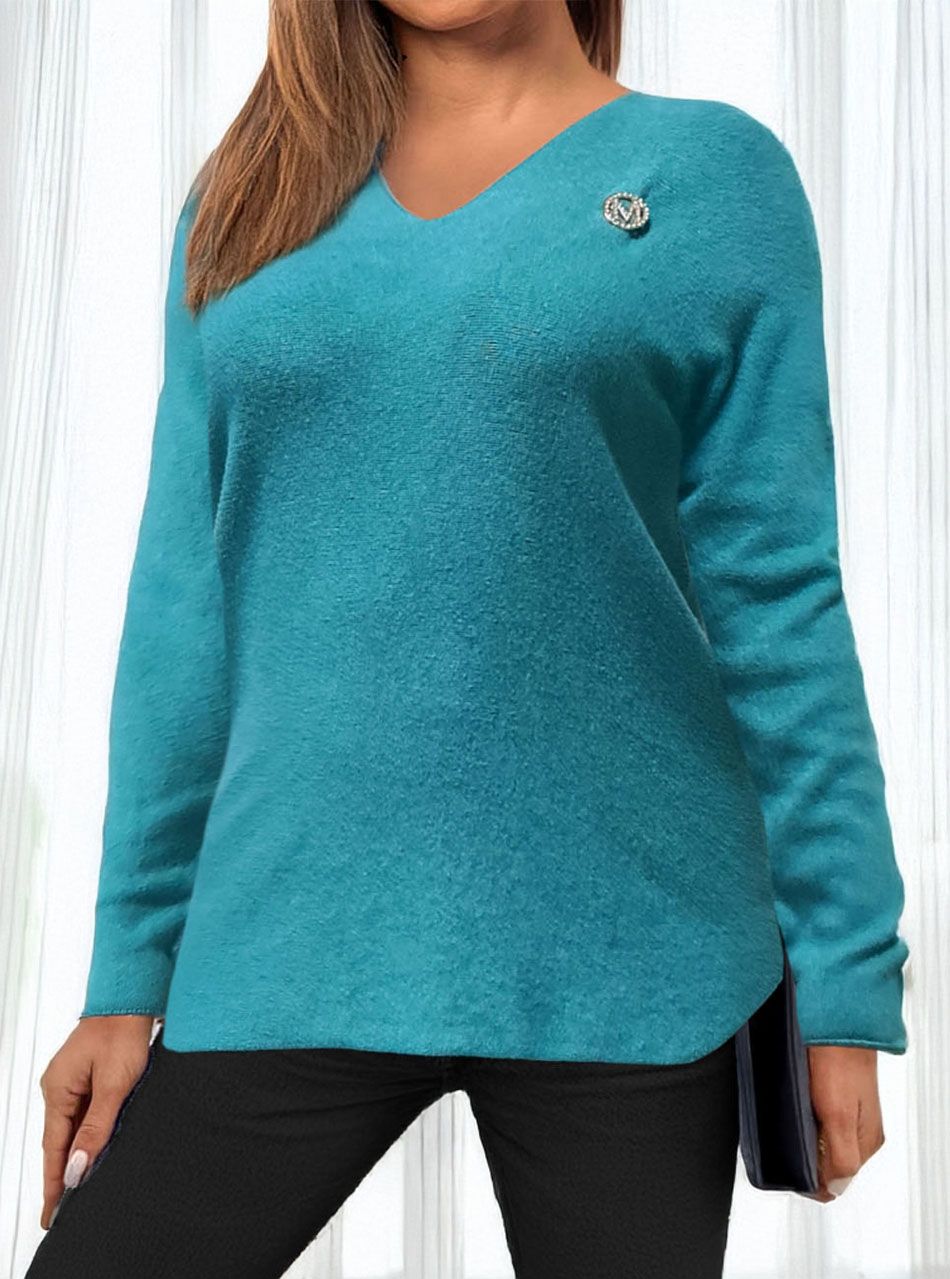 Riley, V nyakú puha felső (türkizzöld)