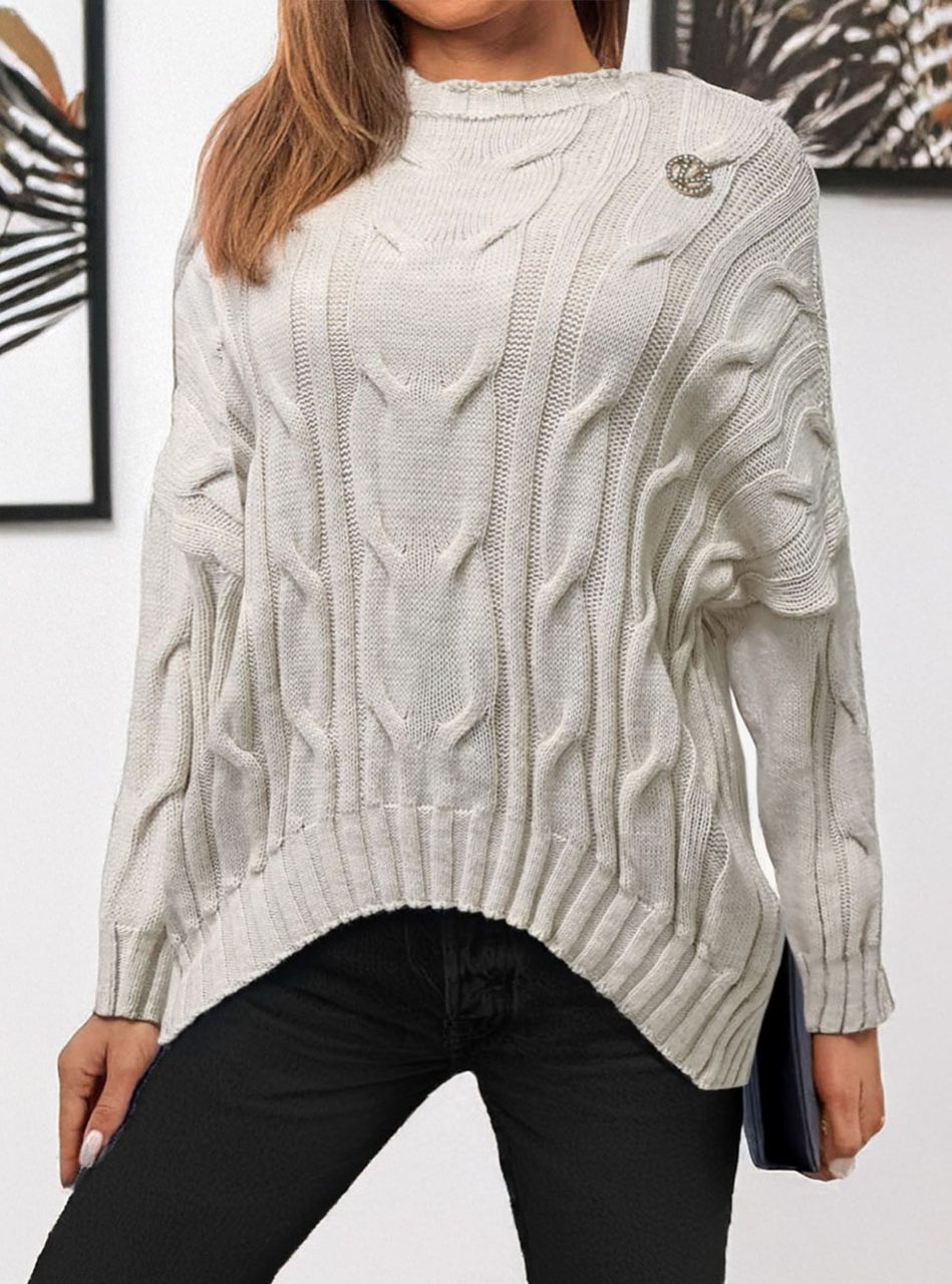 Ívelt aljú kötött felső (bézs)