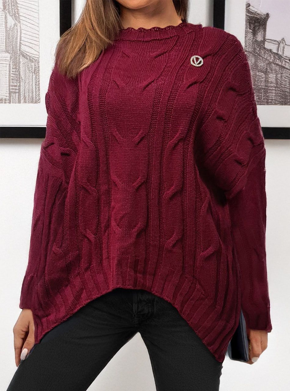 Ívelt aljú kötött felső (bordó)