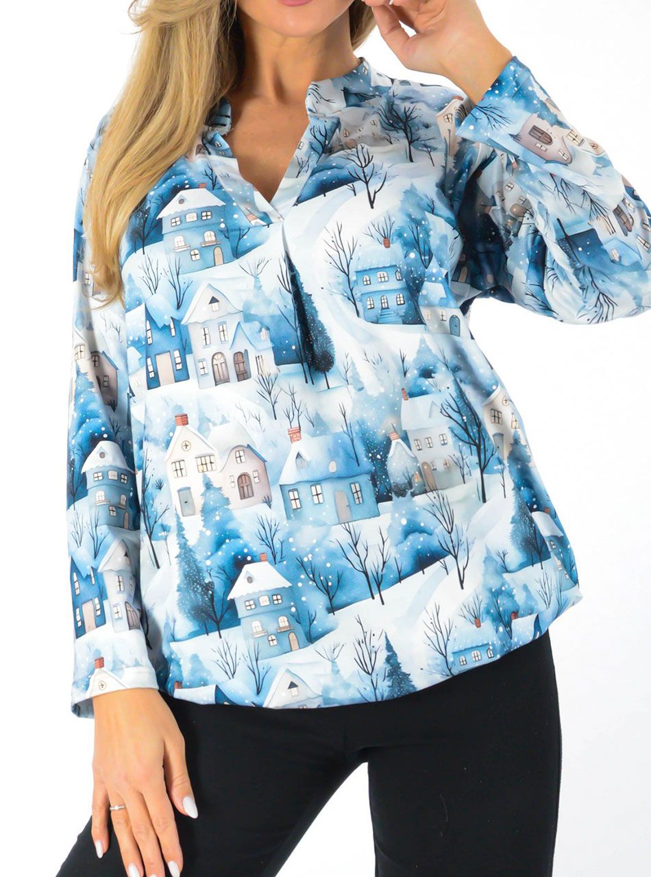 V nyakú, gumis aljú mintás felső II.