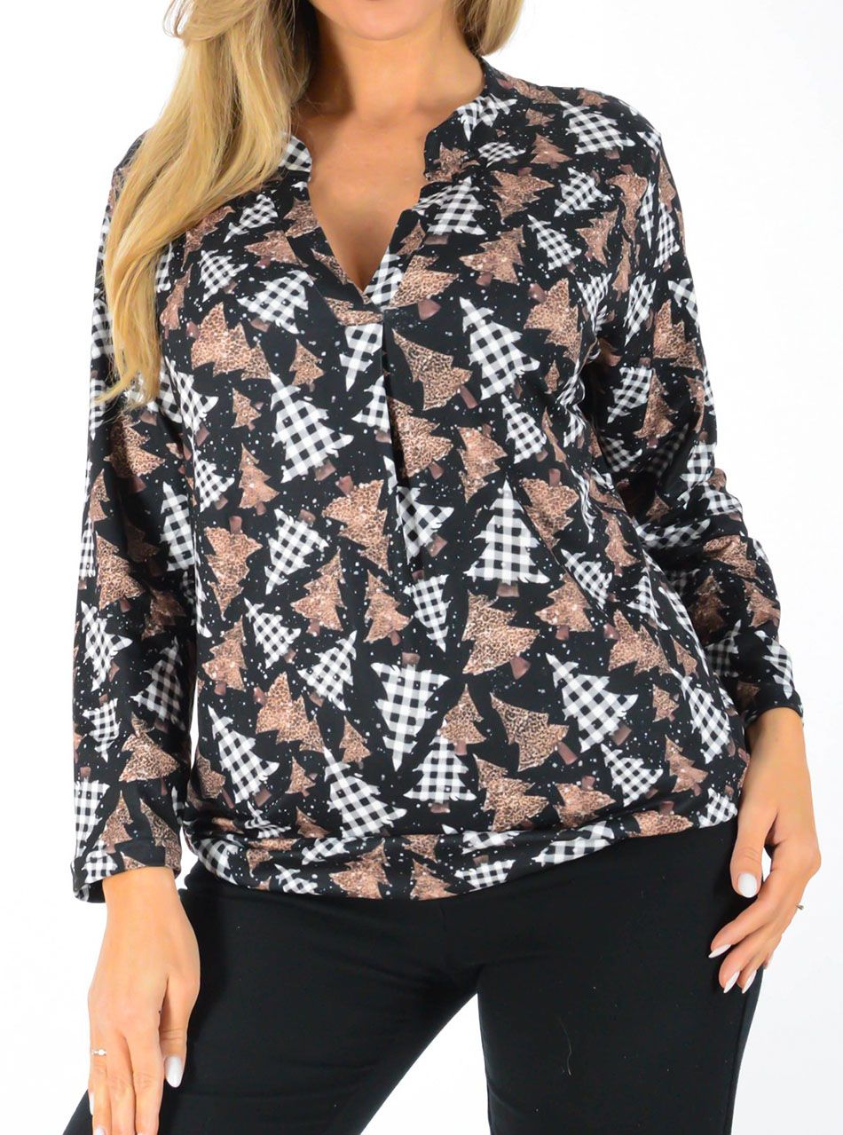 V nyakú, gumis aljú mintás felső III.