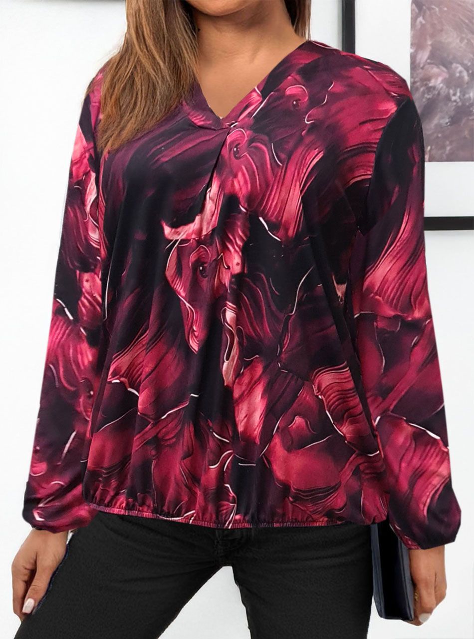 Alján ,ujján gumírozott, V kivágású mintás felső XVIII.