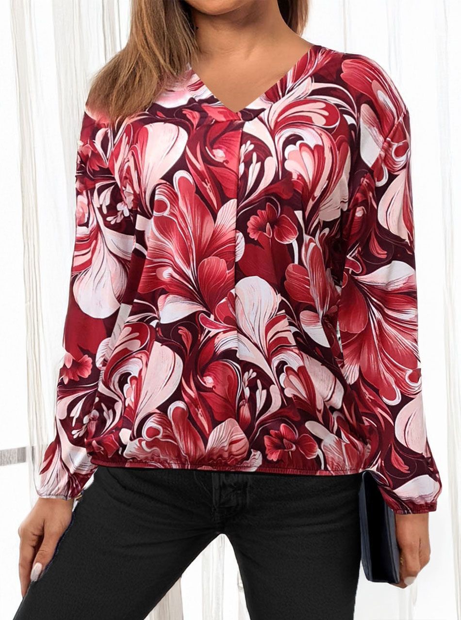 Alján ,ujján gumírozott, V kivágású mintás felső IV.