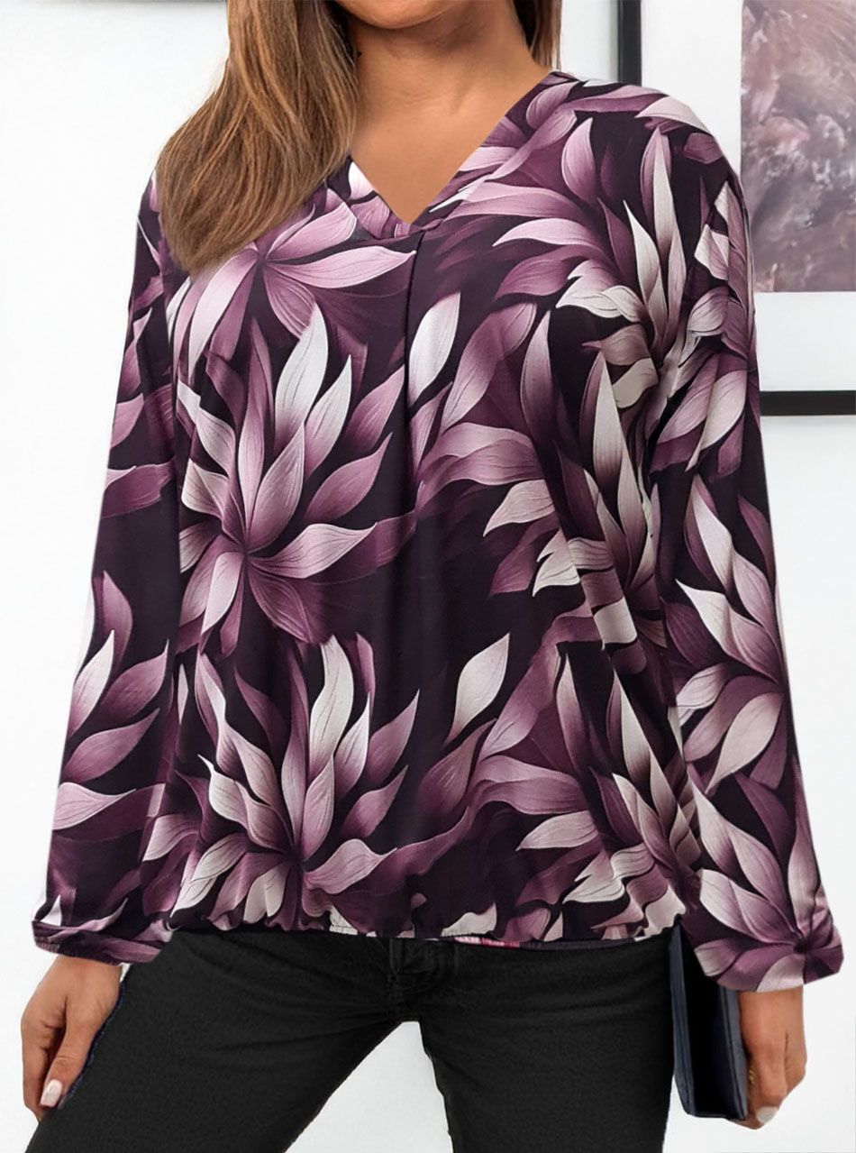 Alján ,ujján gumírozott, V kivágású mintás felső II.