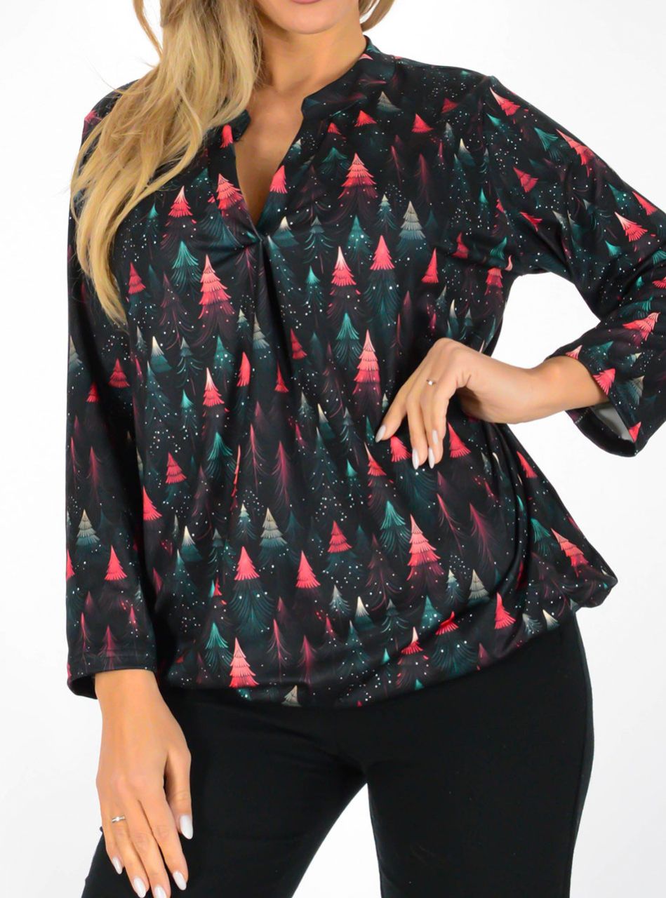 YesStory V nyakú, gumis aljú mintás felső I.