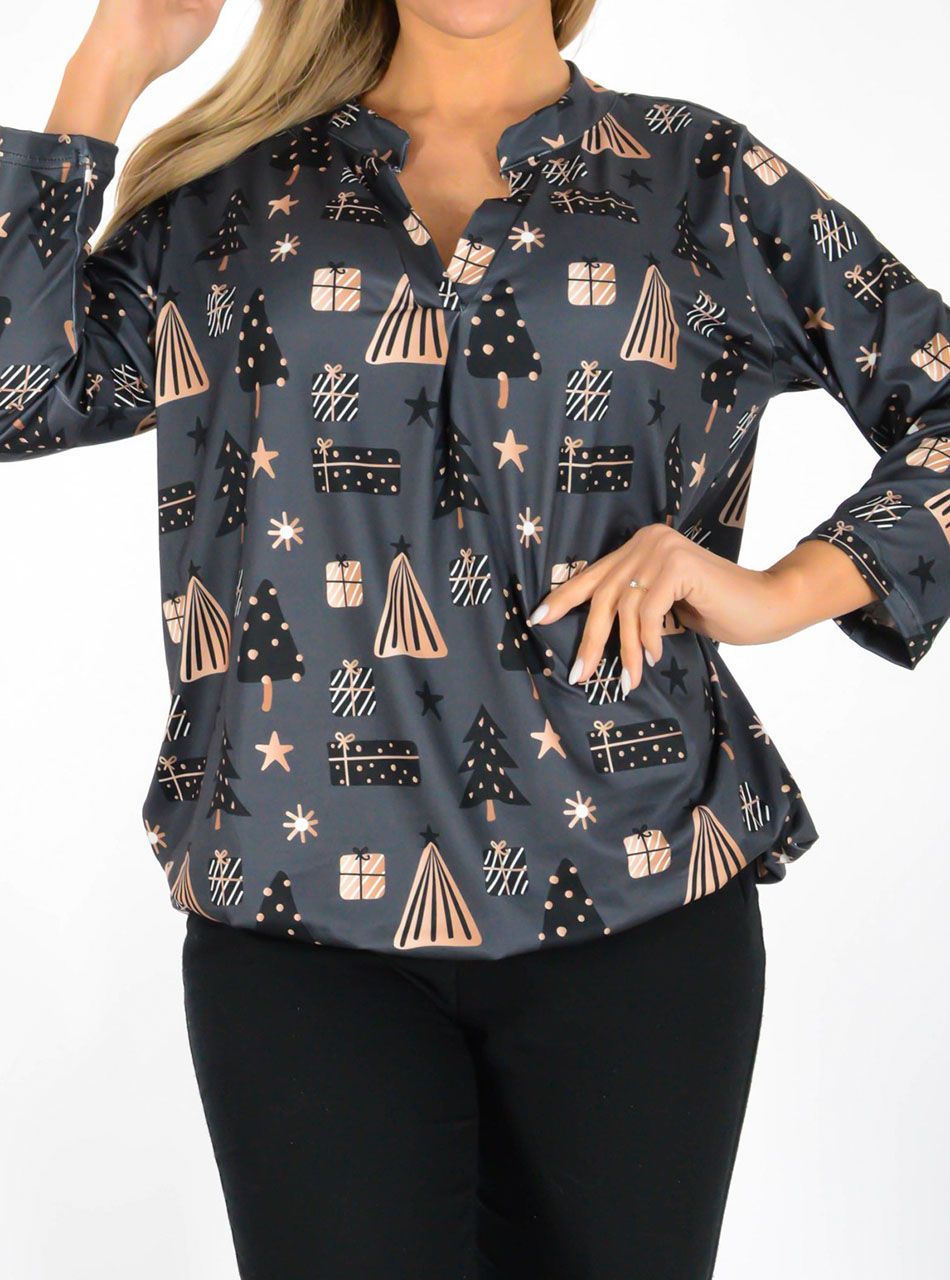 YesStory V nyakú, gumis aljú mintás felső III.