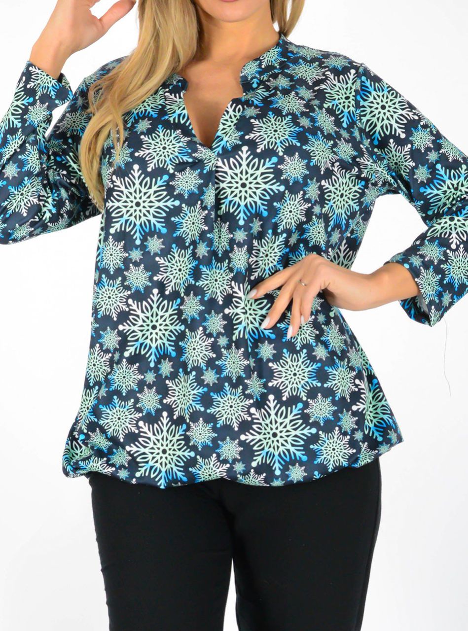 YesStory V nyakú, gumis aljú mintás felső VII.