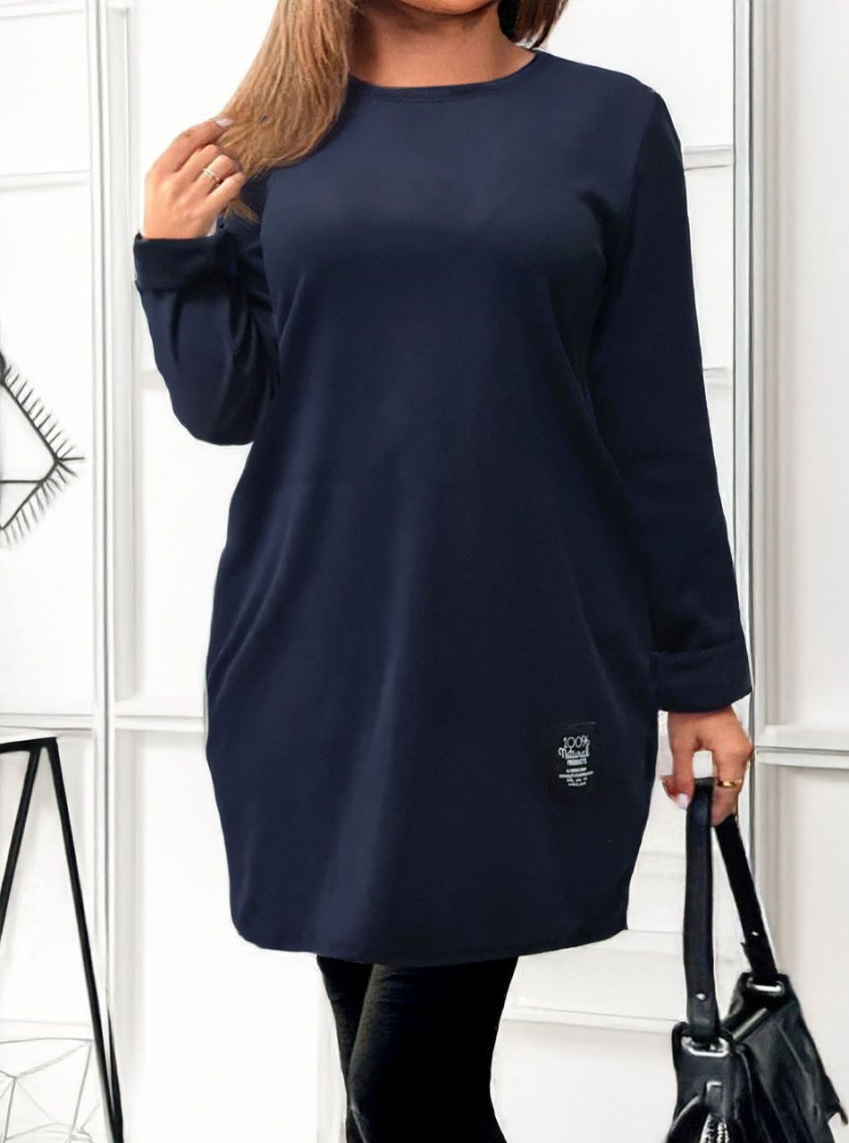 Polly, egyszínű zsebes ruha (sötétkék)