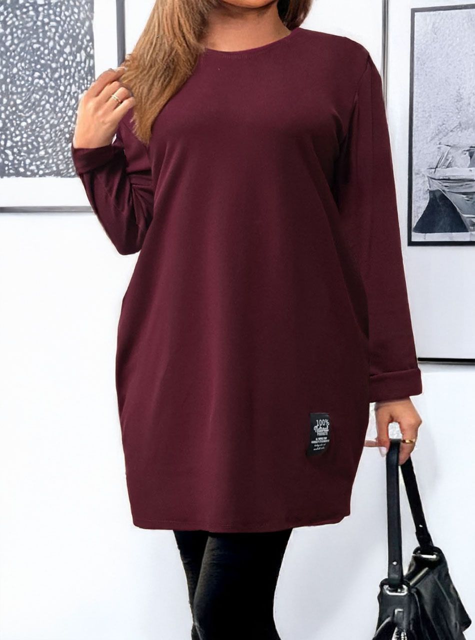 Polly, egyszínű zsebes ruha (bordó)