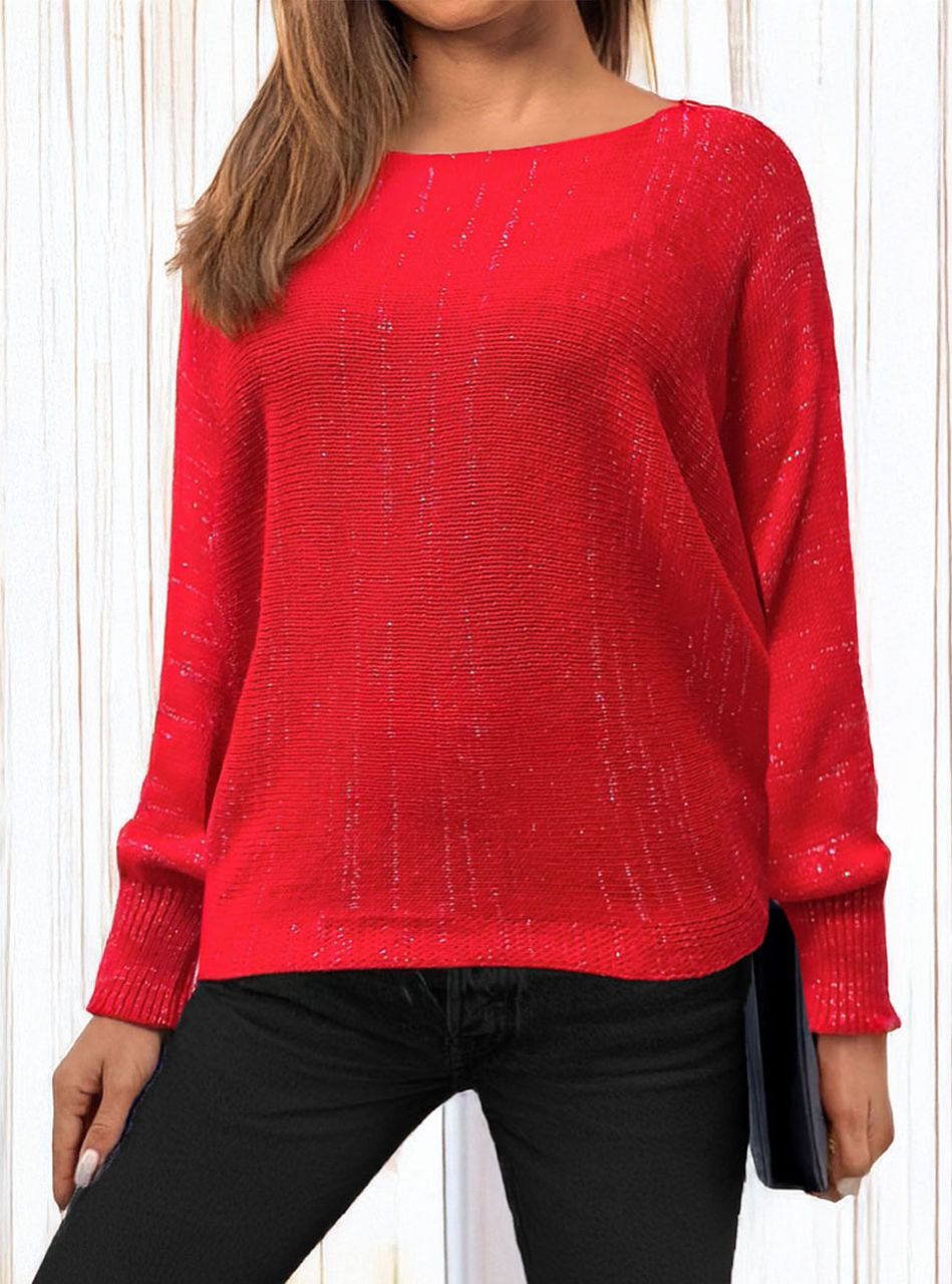 Csillámos, kötött denevér felső (piros)