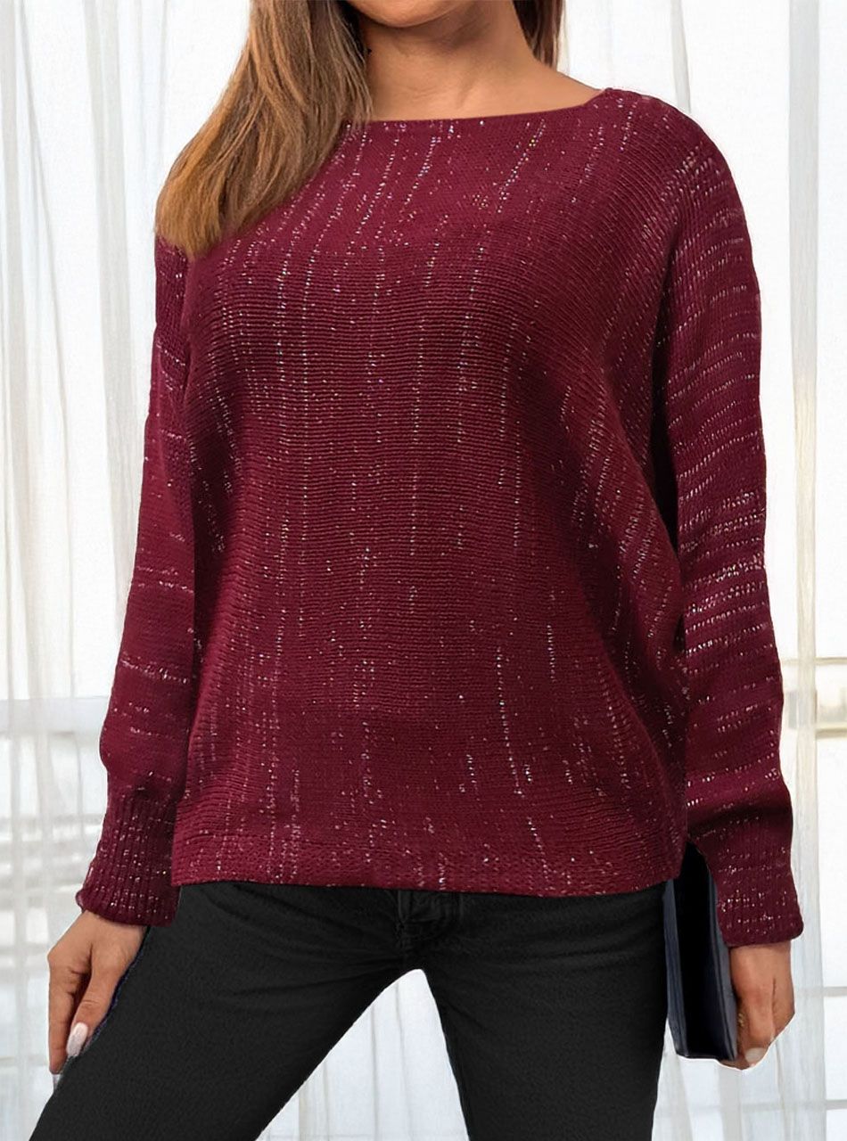 Csillámos, kötött denevér felső (bordó)