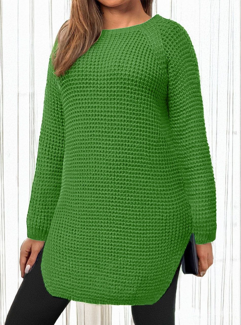 Kétoldalt felvágott, kötött tunika (mohazöld)