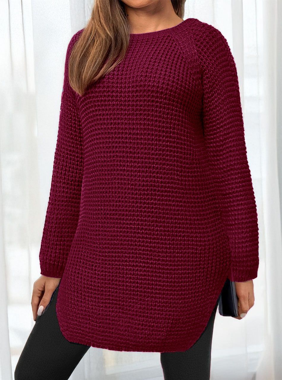 Kétoldalt felvágott, kötött tunika (bordó)