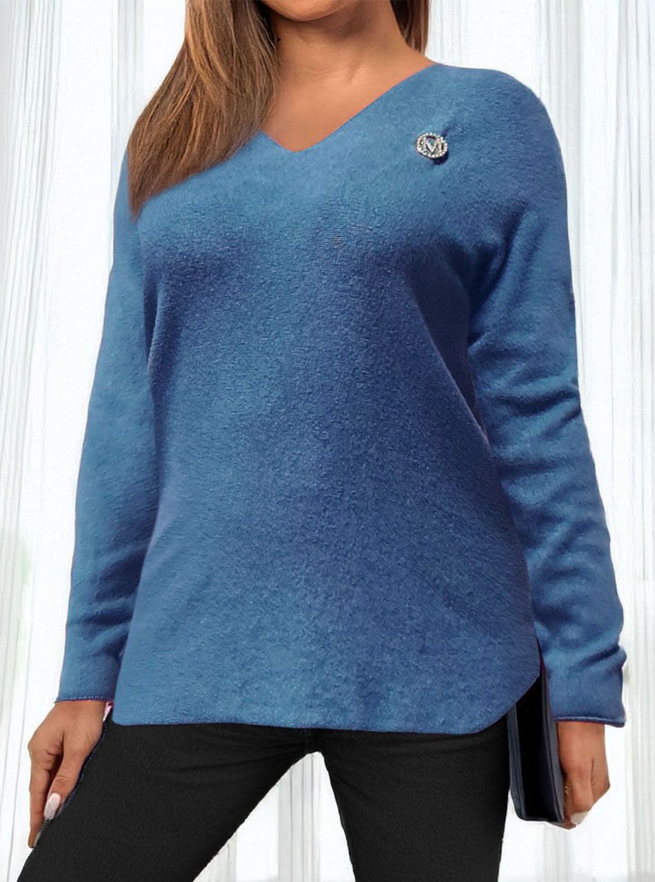 Riley, V nyakú puha felső (farmerkék)