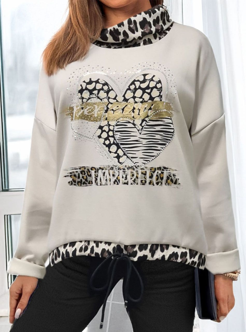 Alján húzható, mintás felső (bézs)