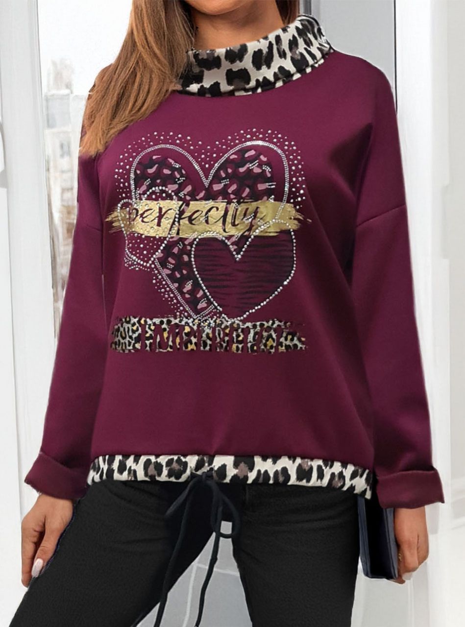 Alján húzható, mintás felső (bordó)