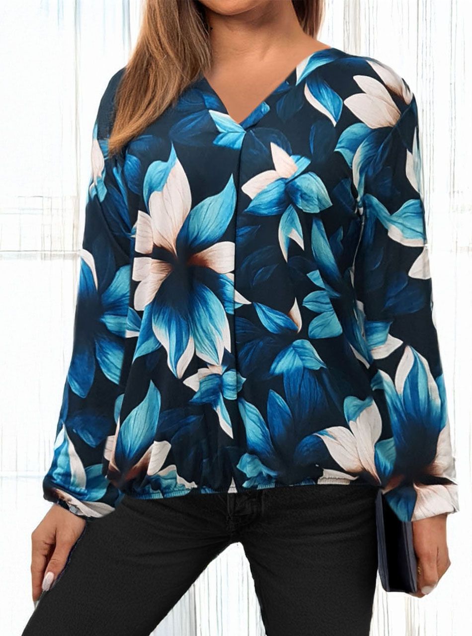 Alján ,ujján gumírozott, V kivágású mintás felső I.