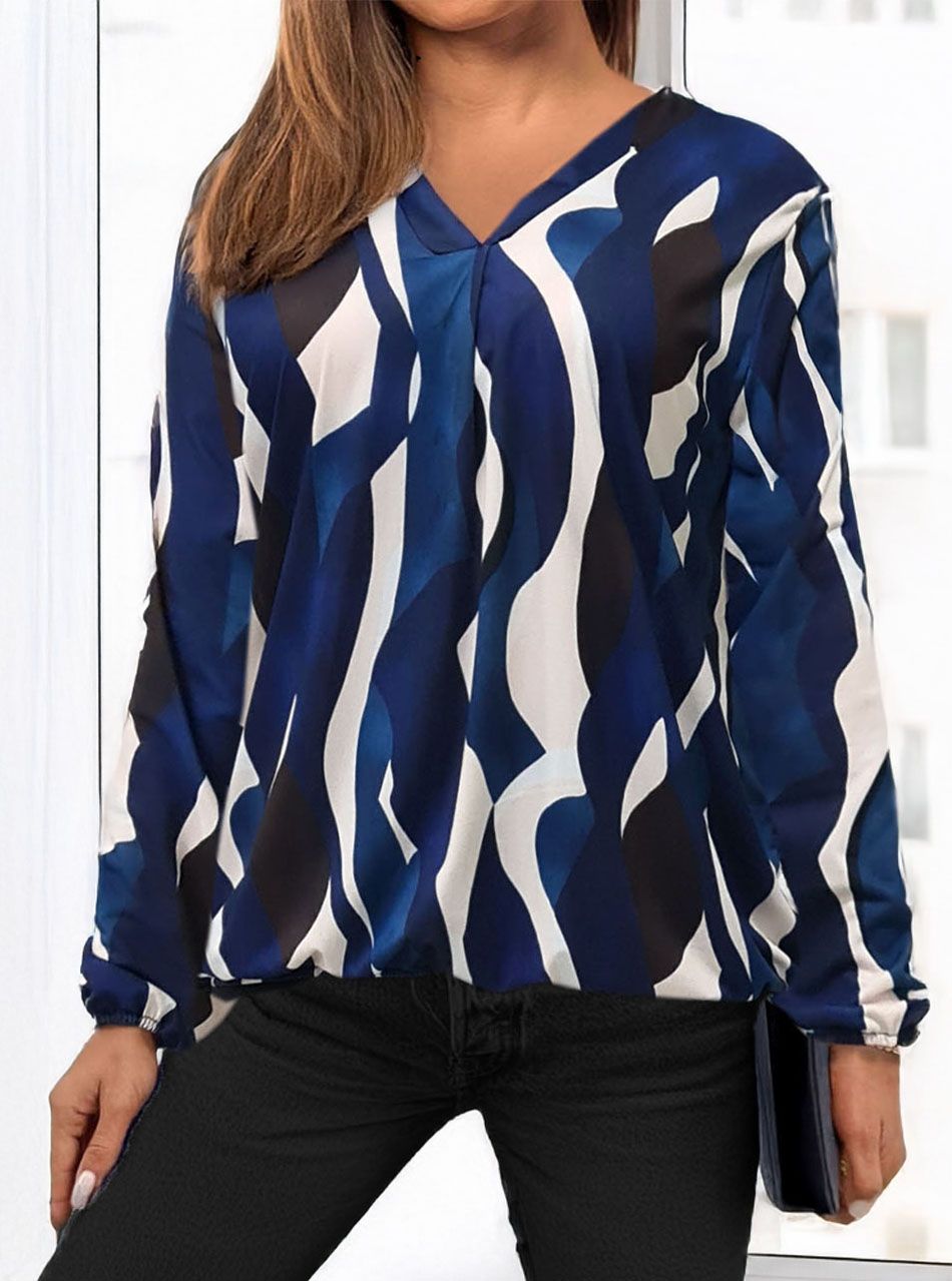 Alján ,ujján gumírozott, V kivágású mintás felső IV.